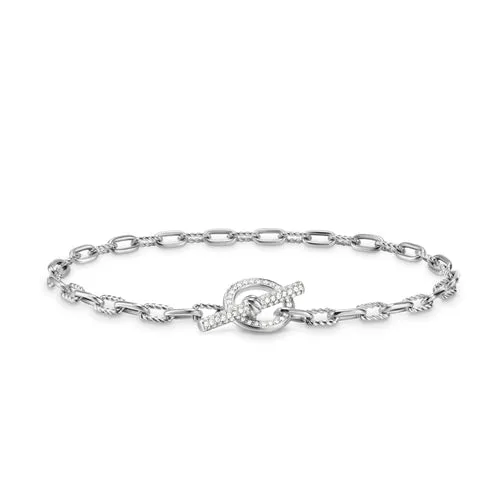 DY Madison Toggle Chain Bracelet in Sterling Silver with Diamonds, Size Small