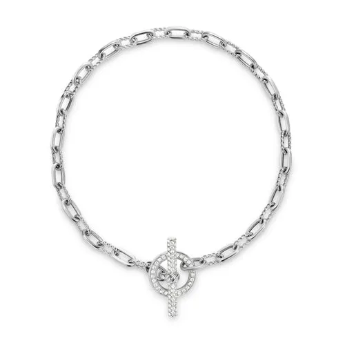 DY Madison Toggle Chain Bracelet in Sterling Silver with Diamonds, Size Small