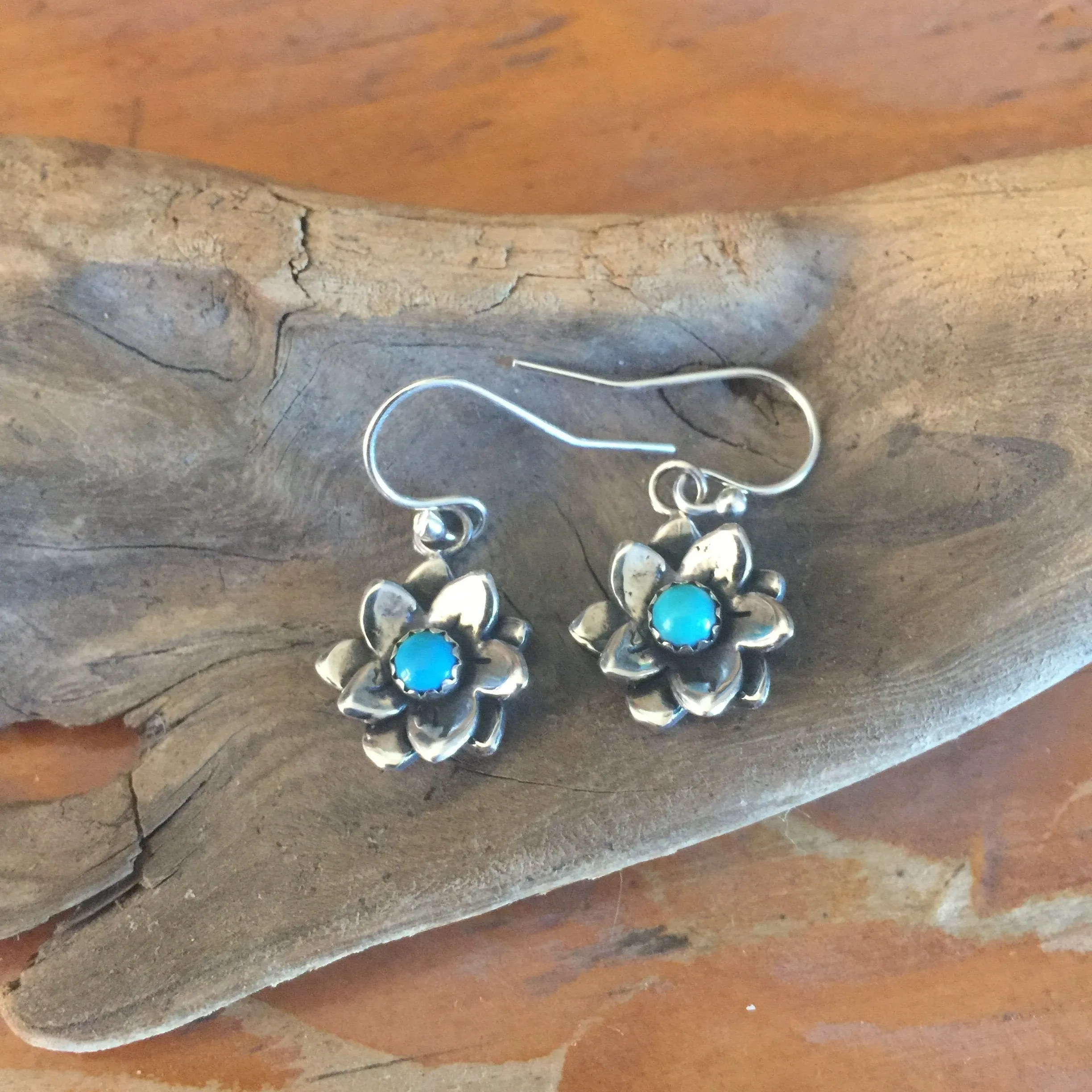 E164 Desert Flower Garnet or Turquoise Earrings