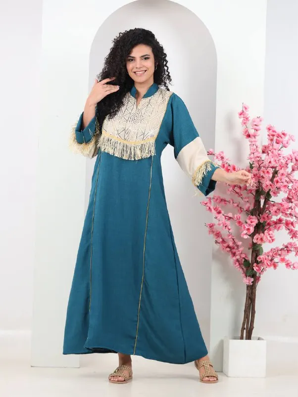 Embroidered summer abaya for women