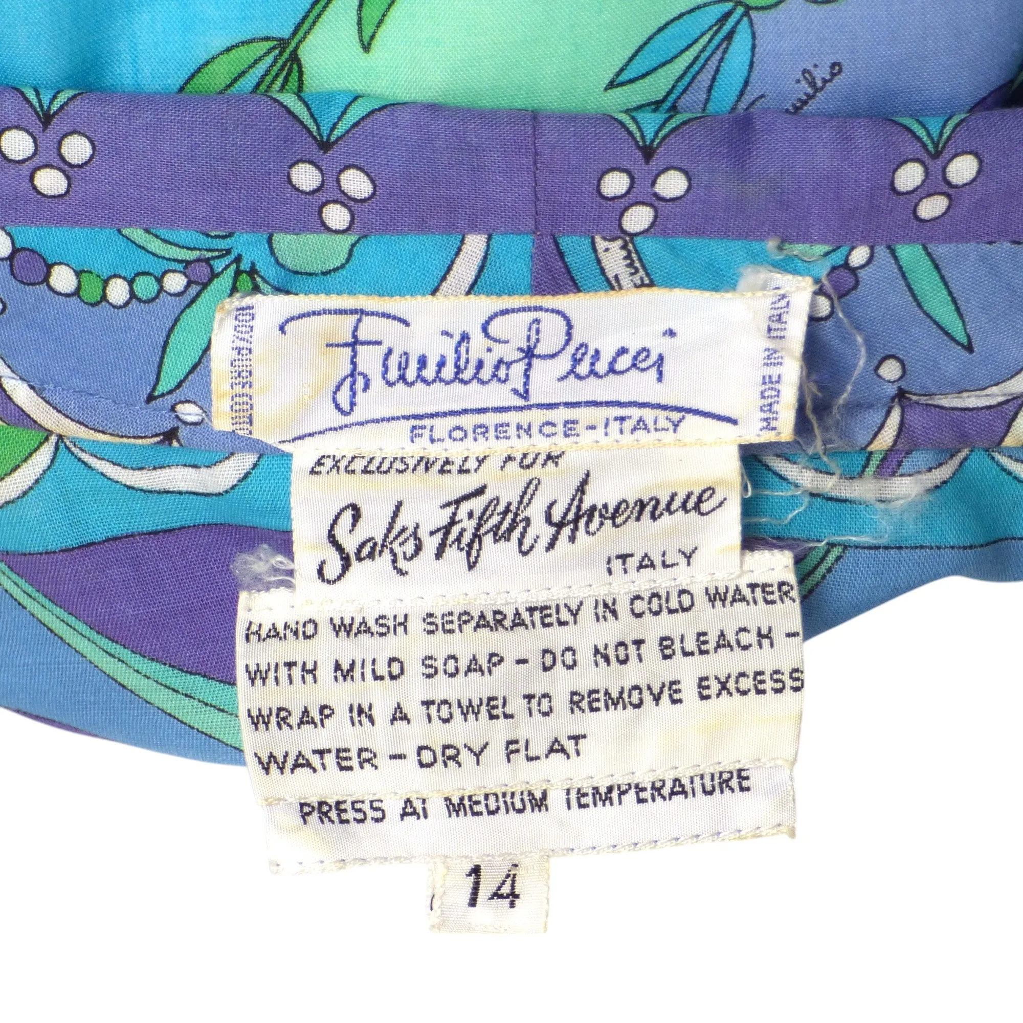 EMILIO PUCCI-1960s Printed Batiste Blouse, Size-6