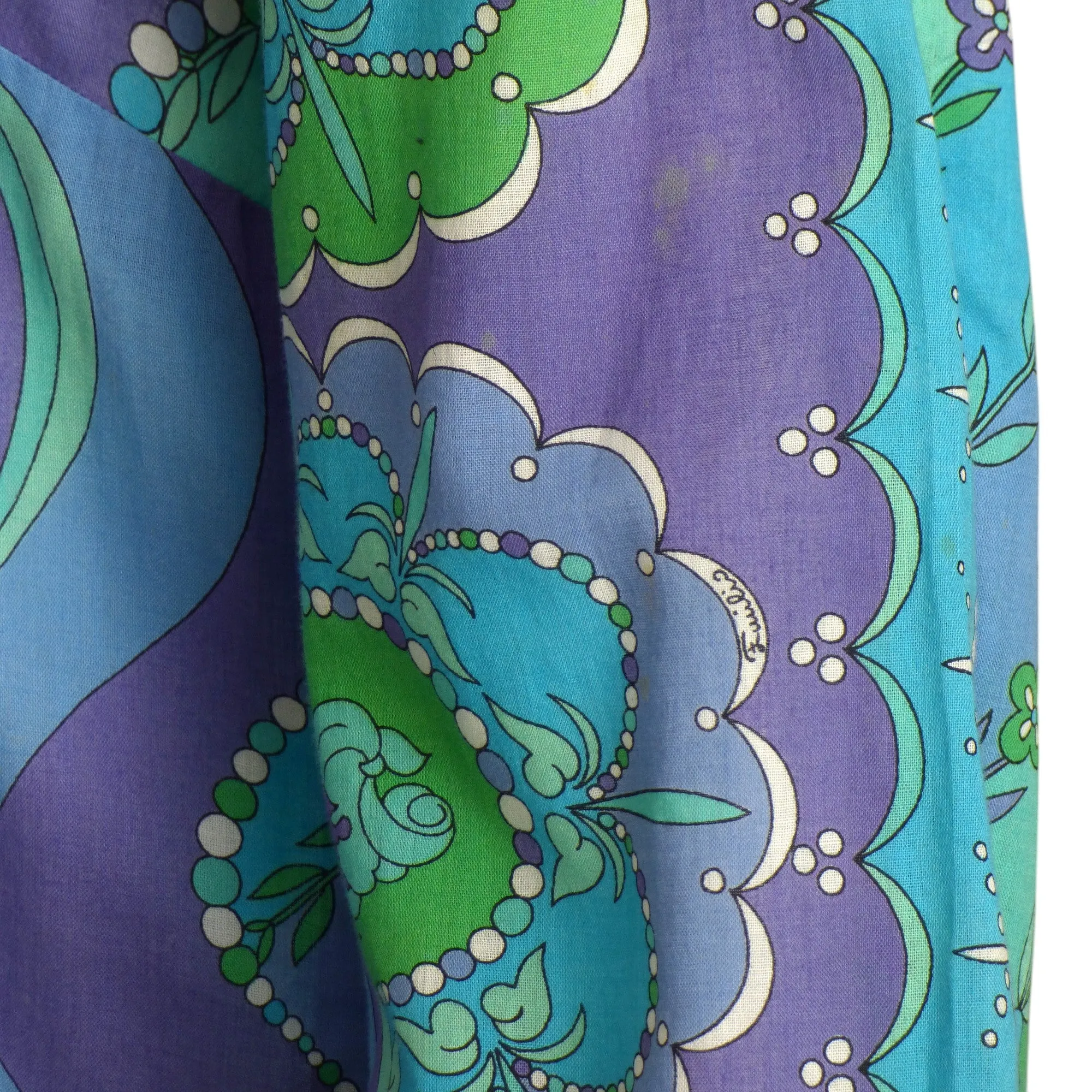 EMILIO PUCCI-1960s Printed Batiste Blouse, Size-6