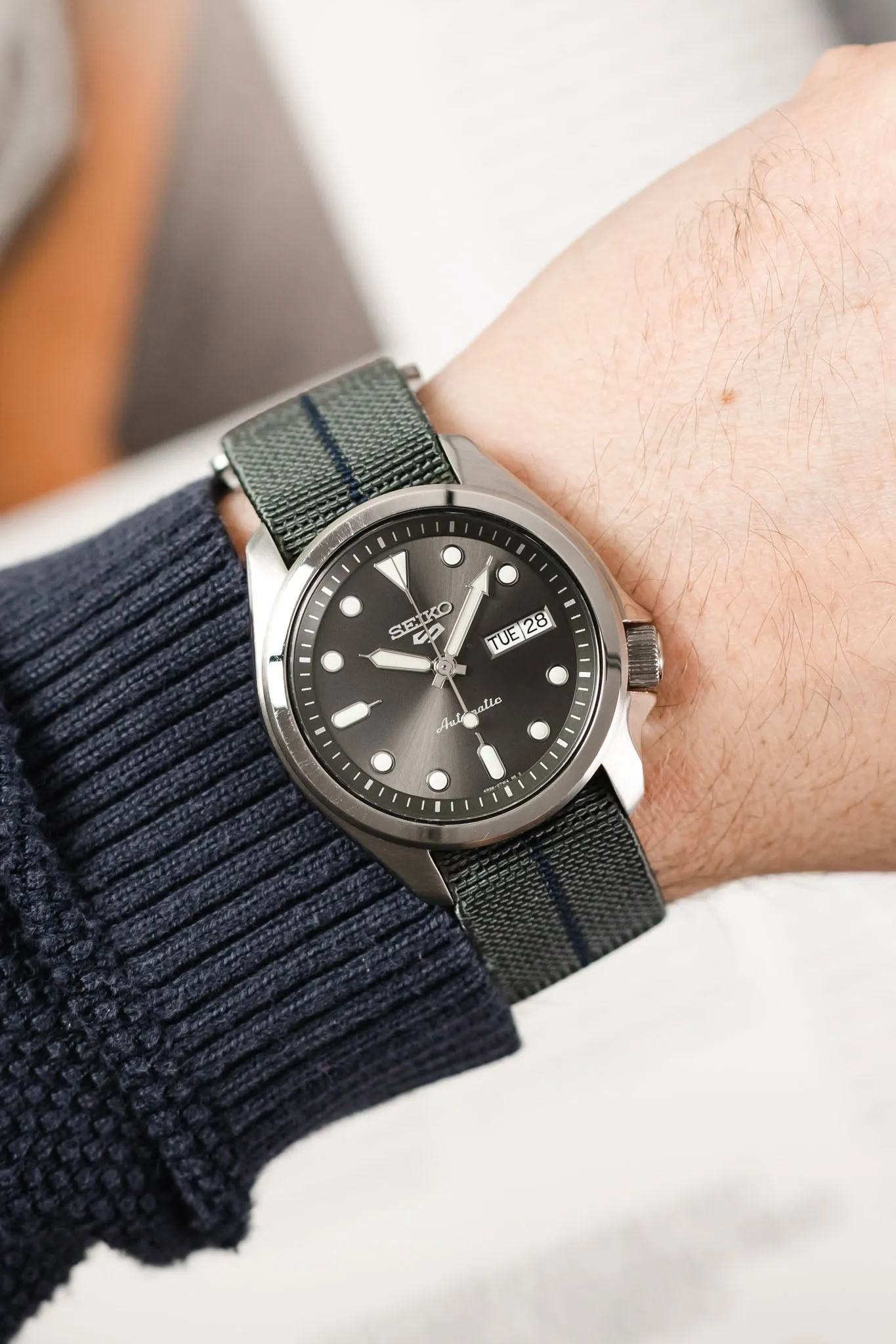 Erika's Originals MIRAGE MN™ Strap with NAVY BLUE Centerline - BRUSHED Hardware