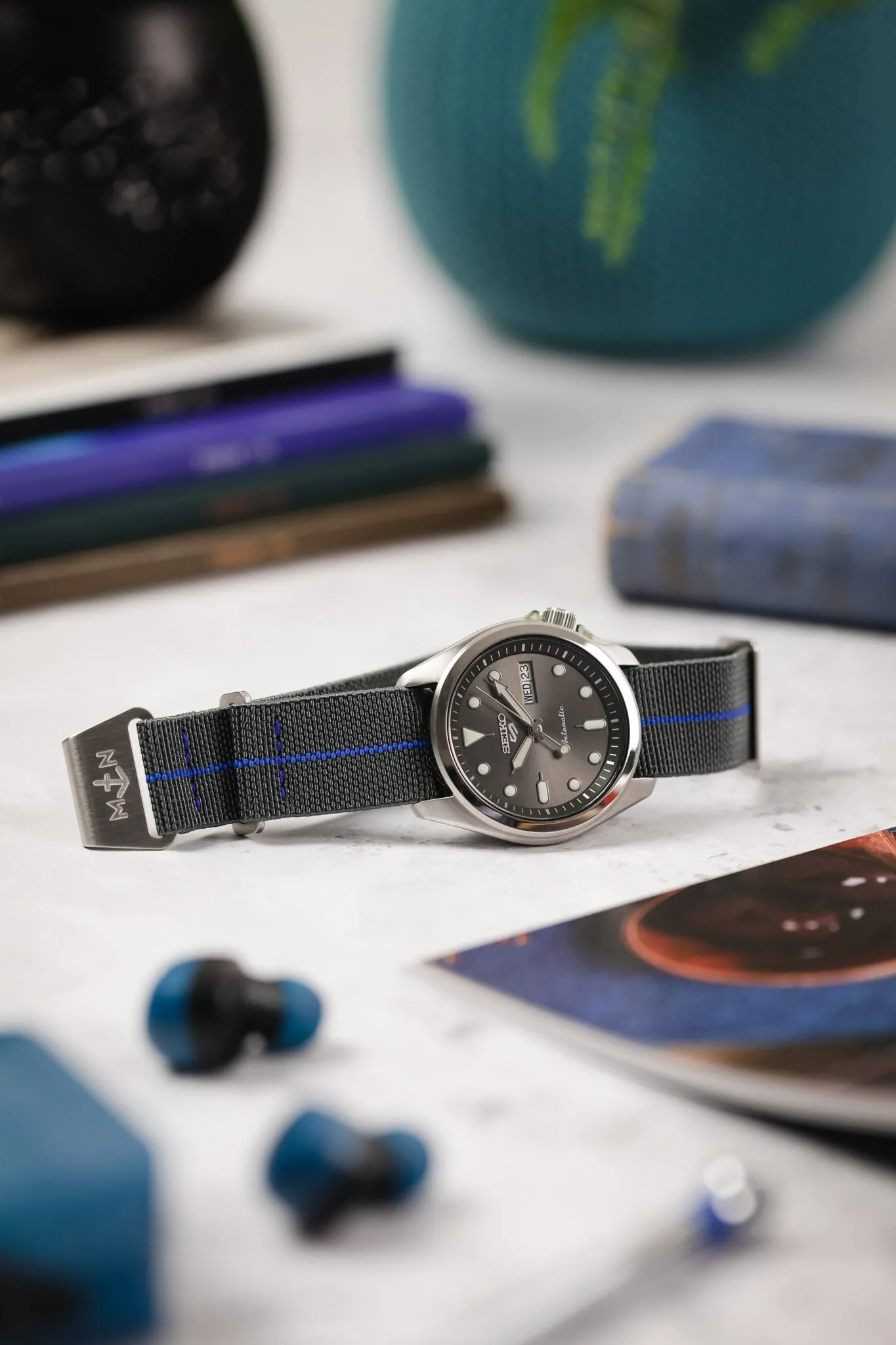 Erika's Originals MIRAGE MN™ Strap with ROYAL BLUE Centerline - BRUSHED Hardware