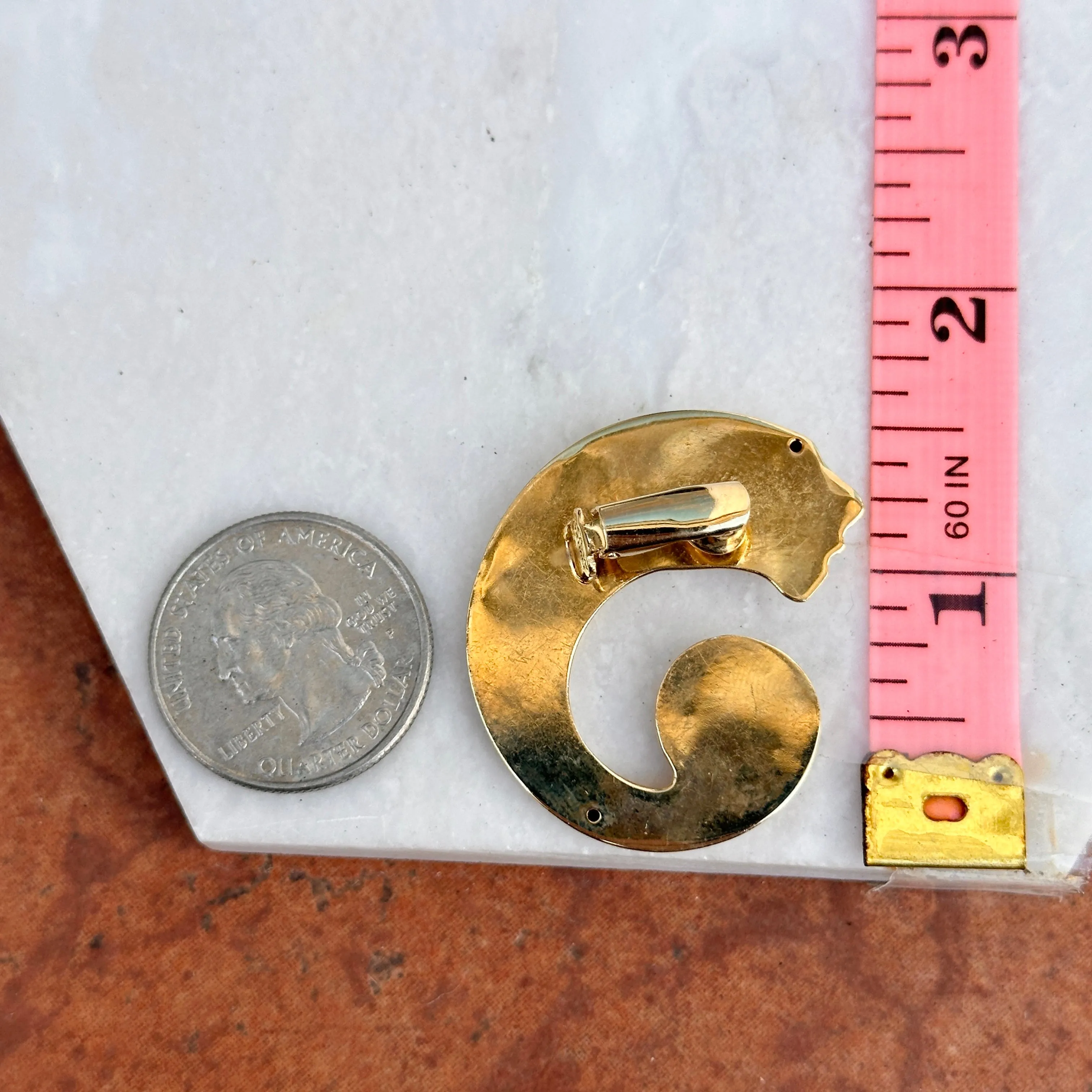 Estate Bassani 14KT Yellow Gold Panther Swirl Post Earrings