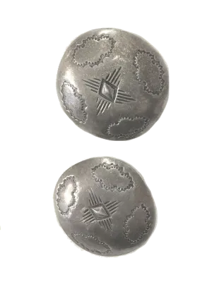 Estate Vintage Deeply Inscribed Concho Earrings