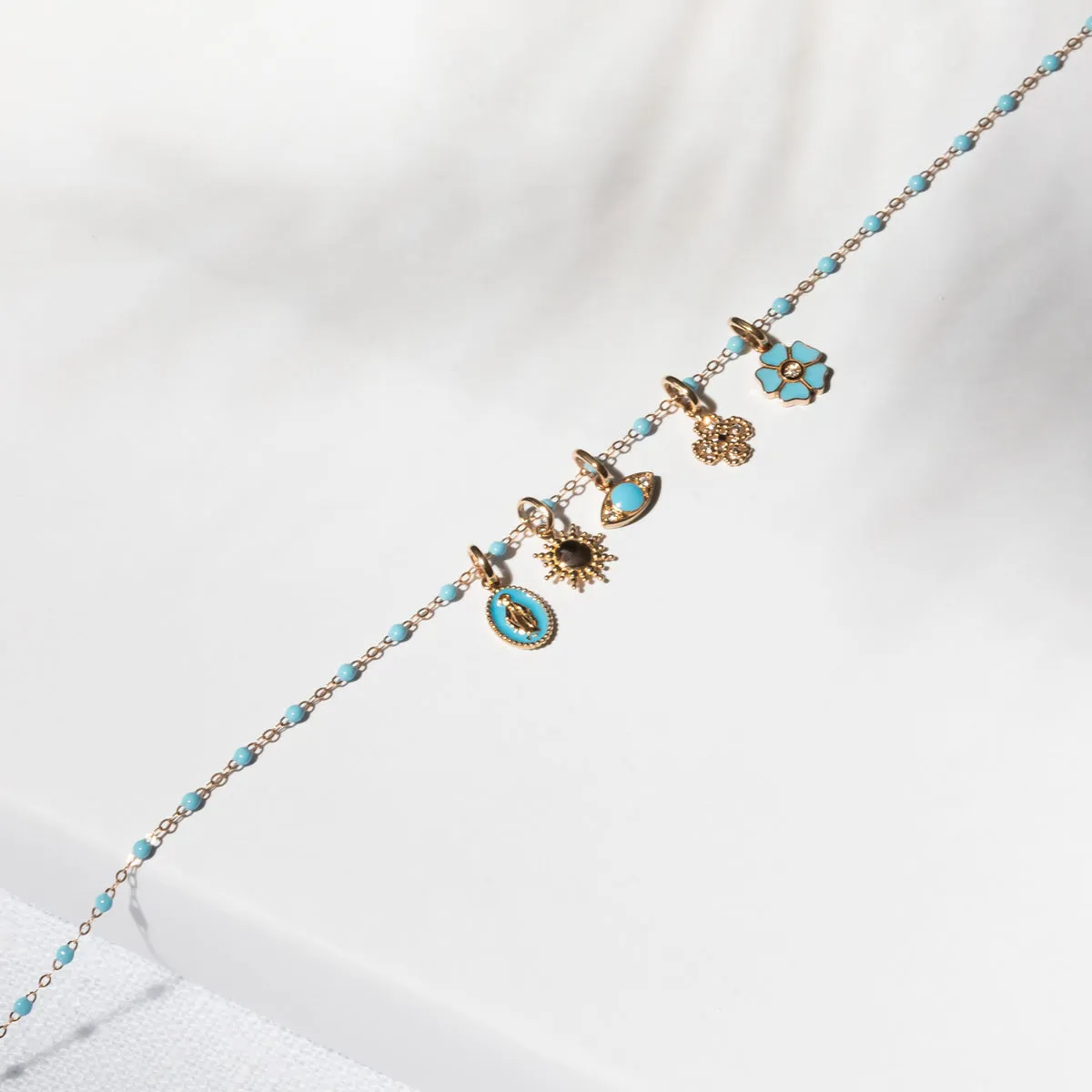 Eye Turquoise Resin Diamond Pendant