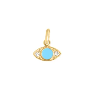 Eye Turquoise Resin Diamond Pendant
