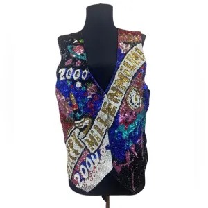 Fashion Fantasy Vintage Y2K 2000 Millennium Happy New Year Heavy Sequined Vest