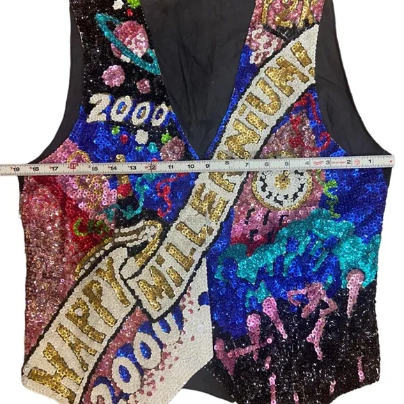 Fashion Fantasy Vintage Y2K 2000 Millennium Happy New Year Heavy Sequined Vest