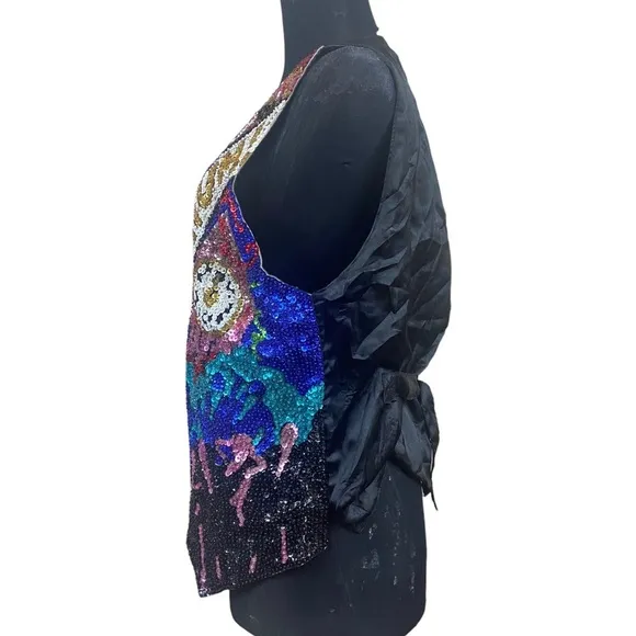 Fashion Fantasy Vintage Y2K 2000 Millennium Happy New Year Heavy Sequined Vest