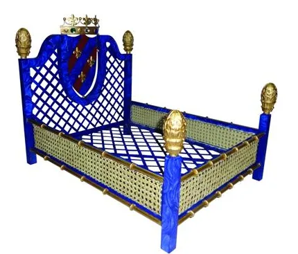 Faux Lapis Iron Lattice & Rattan Pet Bed