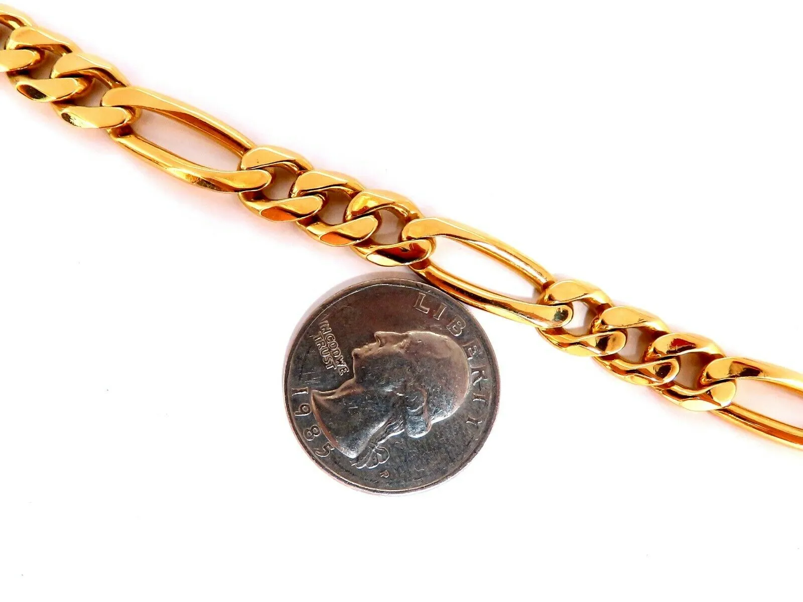 Figaro Link 14kt Gold Bracelet 8.5 inch 8.7mm 29 Gram Unisex