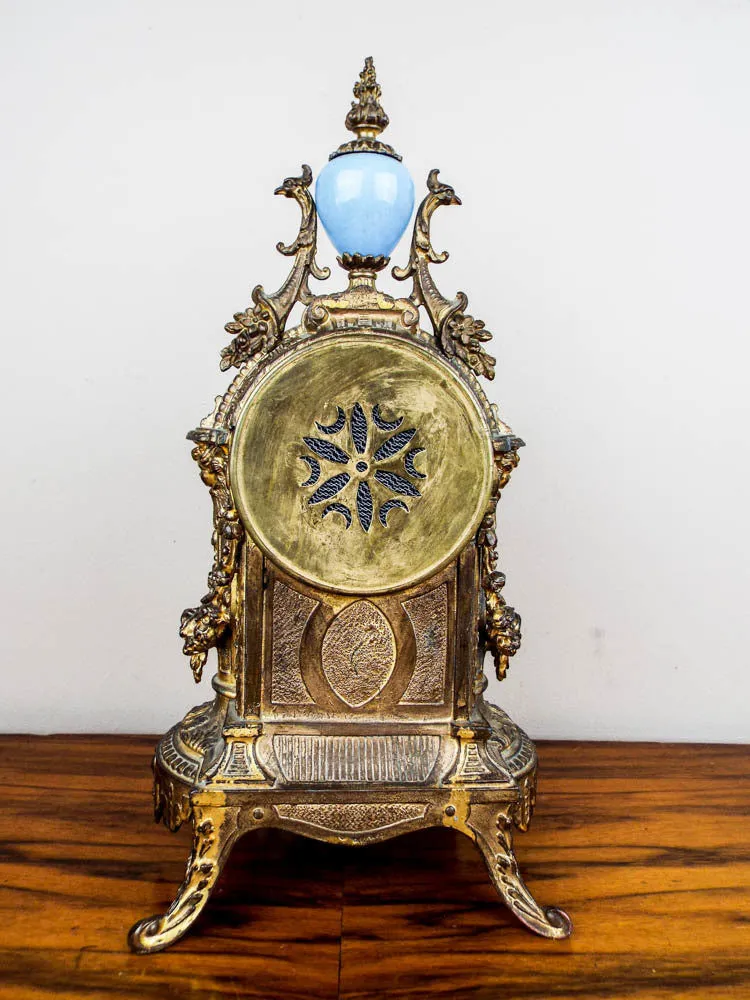 French Louis XV Style 19th C Vincenti Sevres Style Mantel Clock