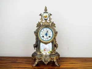 French Louis XV Style 19th C Vincenti Sevres Style Mantel Clock
