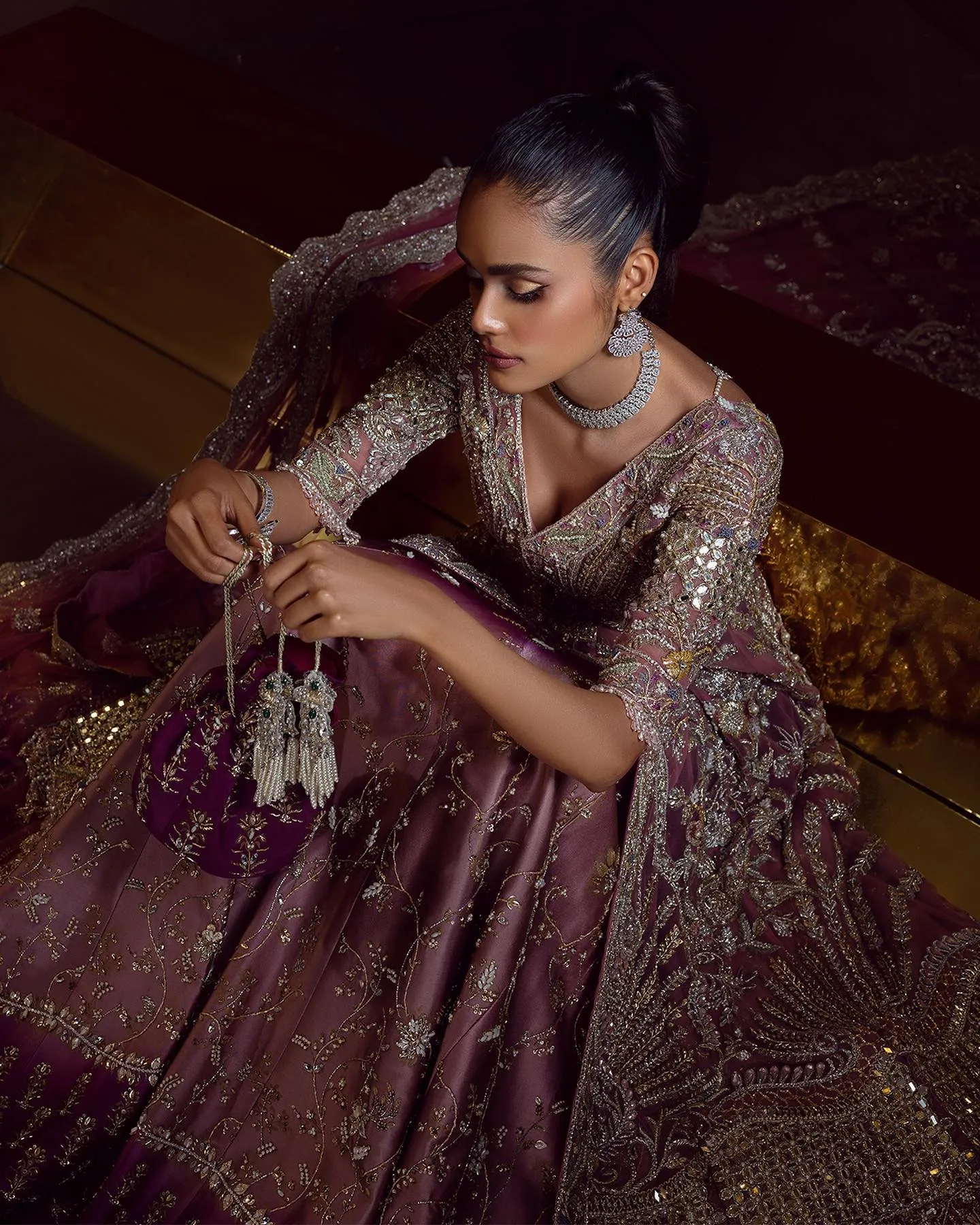 Front Open Gown Pakistani with Lehenga and Dupatta