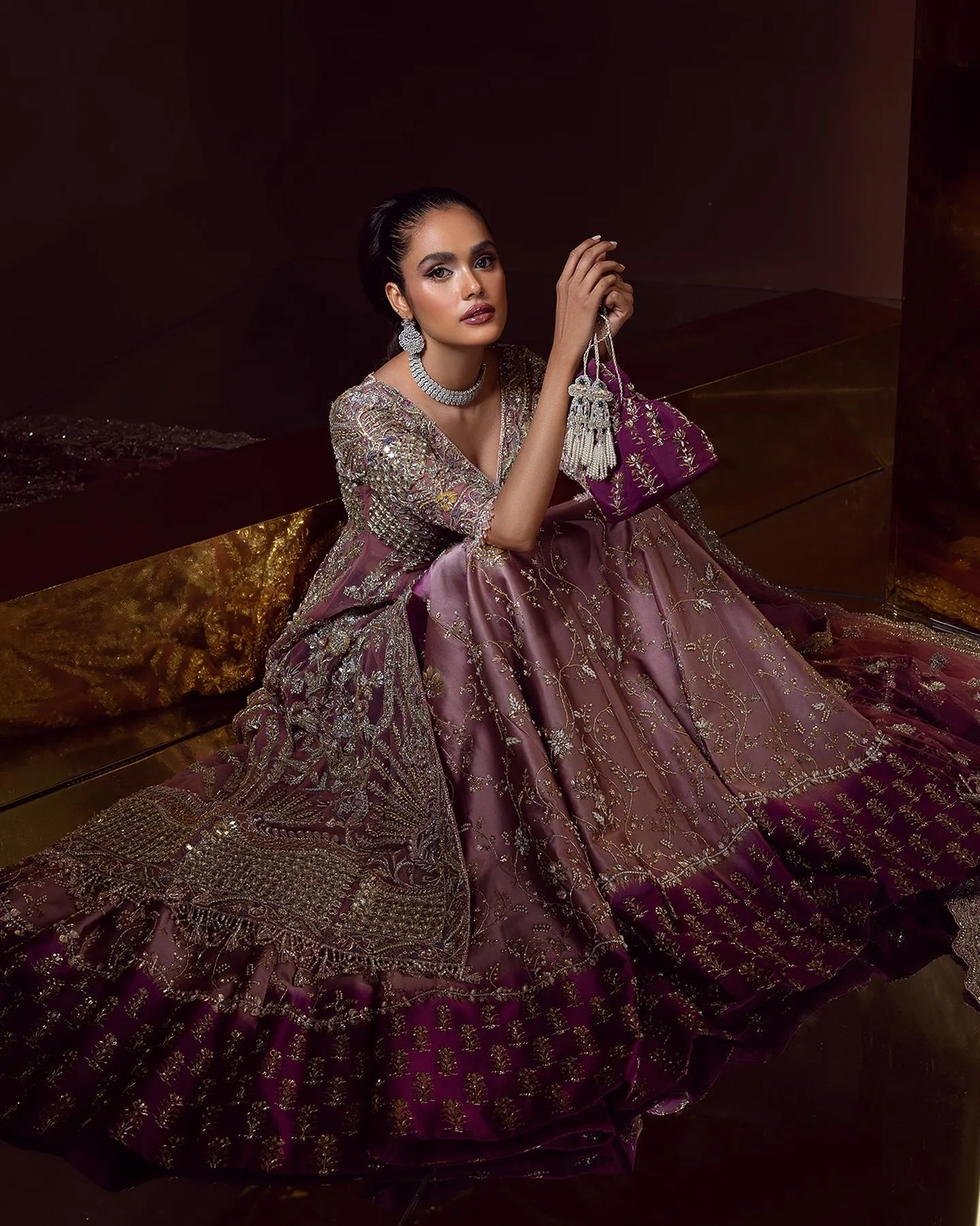 Front Open Gown Pakistani with Lehenga and Dupatta