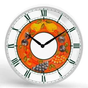 Fruit Illustration <br>Round Framed Wall Clock 11.75"