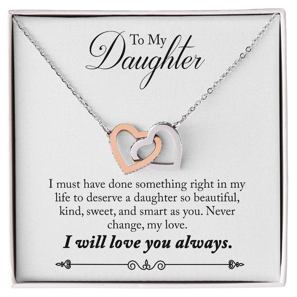 Gift For Daughter - Something Right -  Interlocking Hearts Necklace Message Card - Gift For Birthday, Christmas From Dad, Mom
