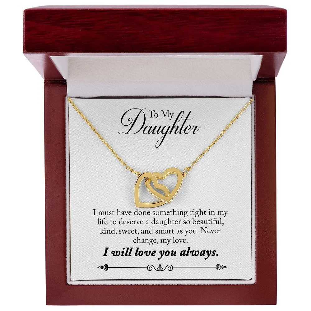 Gift For Daughter - Something Right -  Interlocking Hearts Necklace Message Card - Gift For Birthday, Christmas From Dad, Mom