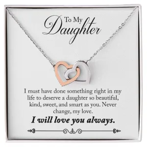 Gift For Daughter - Something Right -  Interlocking Hearts Necklace Message Card - Gift For Birthday, Christmas From Dad, Mom