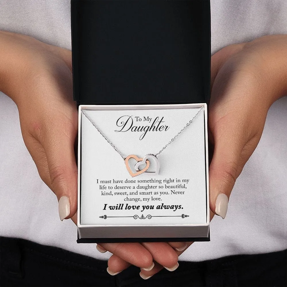Gift For Daughter - Something Right -  Interlocking Hearts Necklace Message Card - Gift For Birthday, Christmas From Dad, Mom