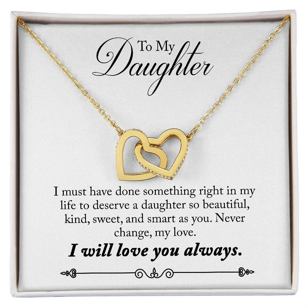 Gift For Daughter - Something Right -  Interlocking Hearts Necklace Message Card - Gift For Birthday, Christmas From Dad, Mom