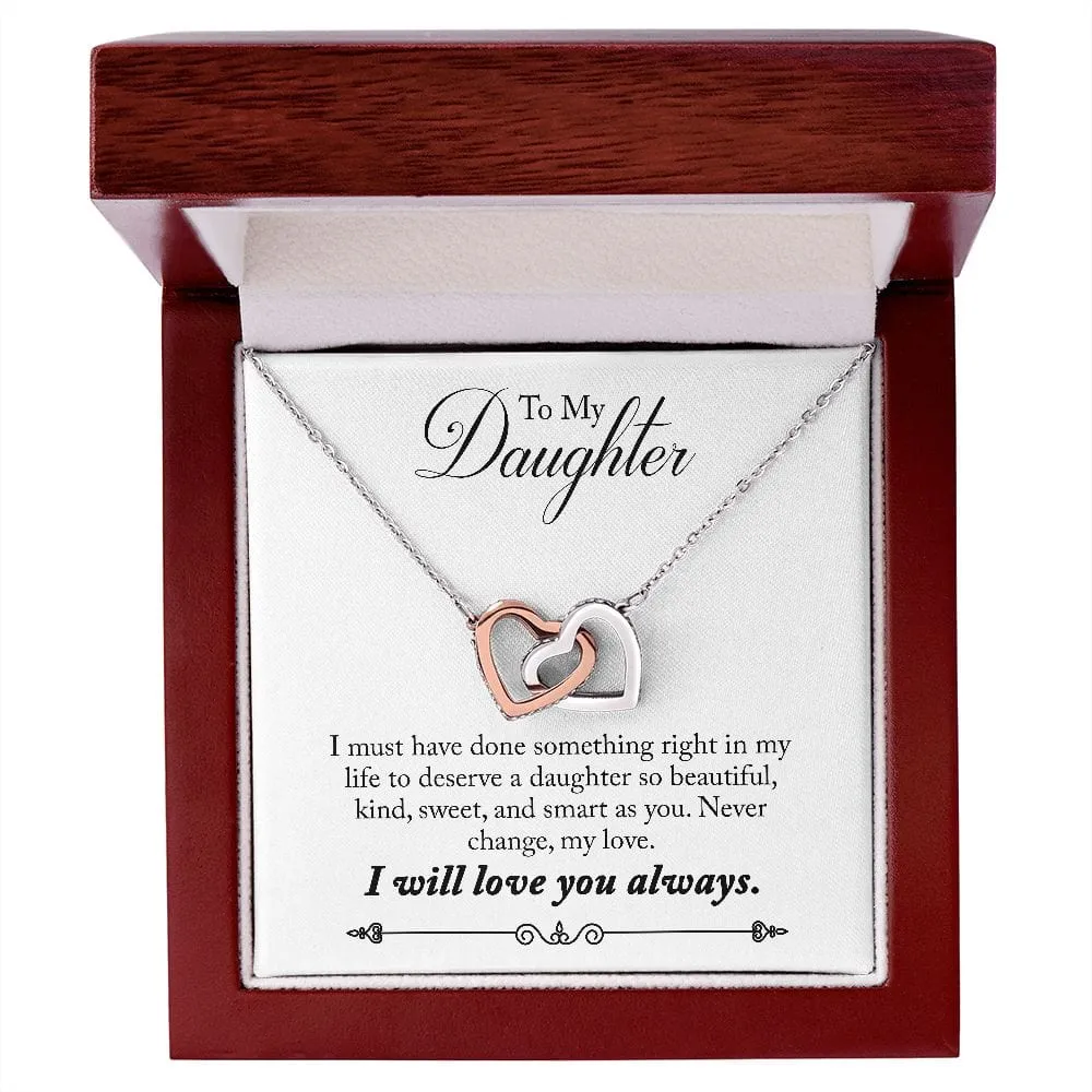 Gift For Daughter - Something Right -  Interlocking Hearts Necklace Message Card - Gift For Birthday, Christmas From Dad, Mom