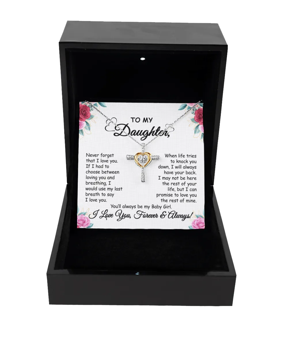 Gift For Daughter - When Life Tries - Cross Dancing Necklace With Message Card - Gift For Birthday, Anniversary, Christmas From Dad, Father