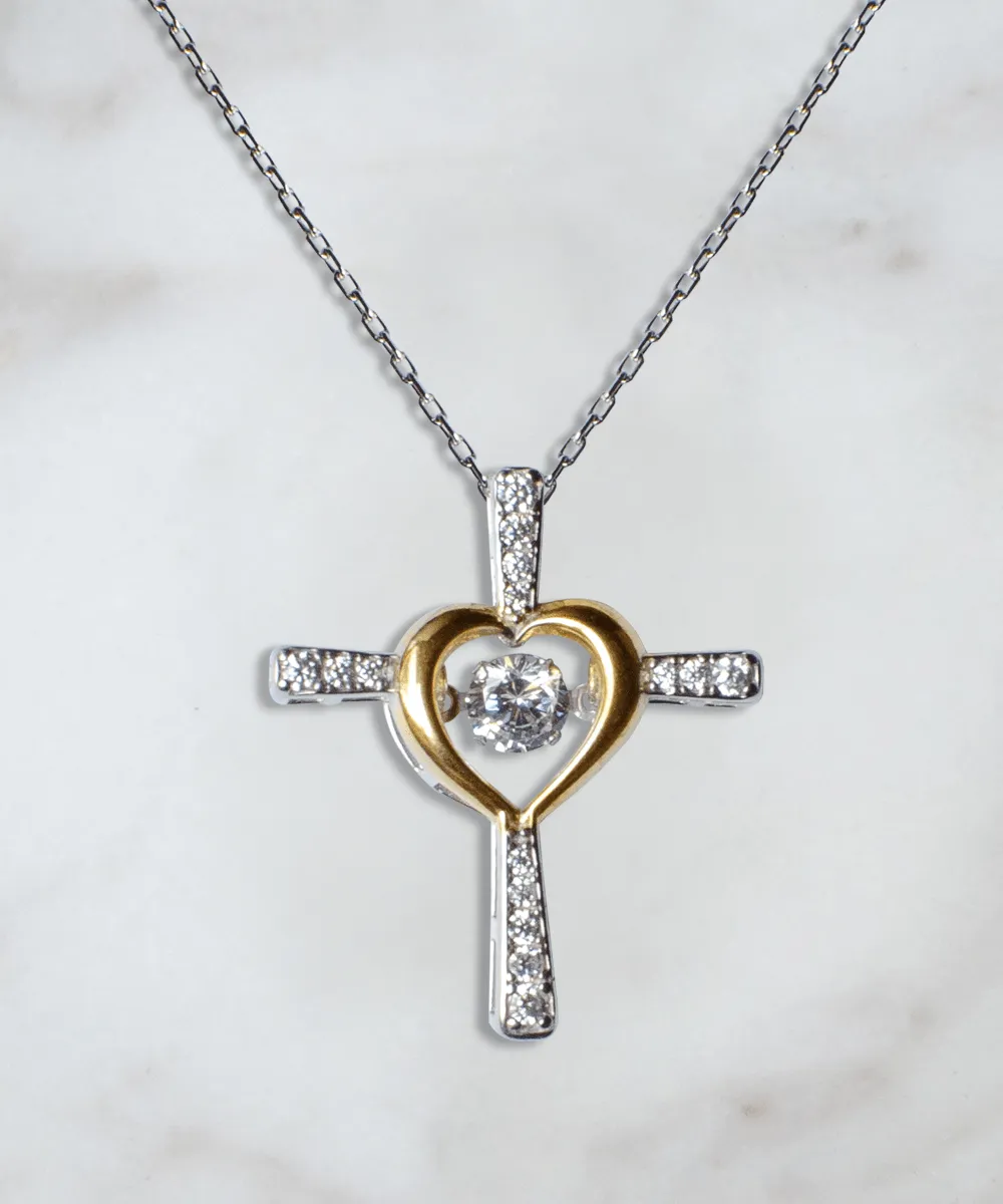 Gift For Daughter - When Life Tries - Cross Dancing Necklace With Message Card - Gift For Birthday, Anniversary, Christmas From Dad, Father