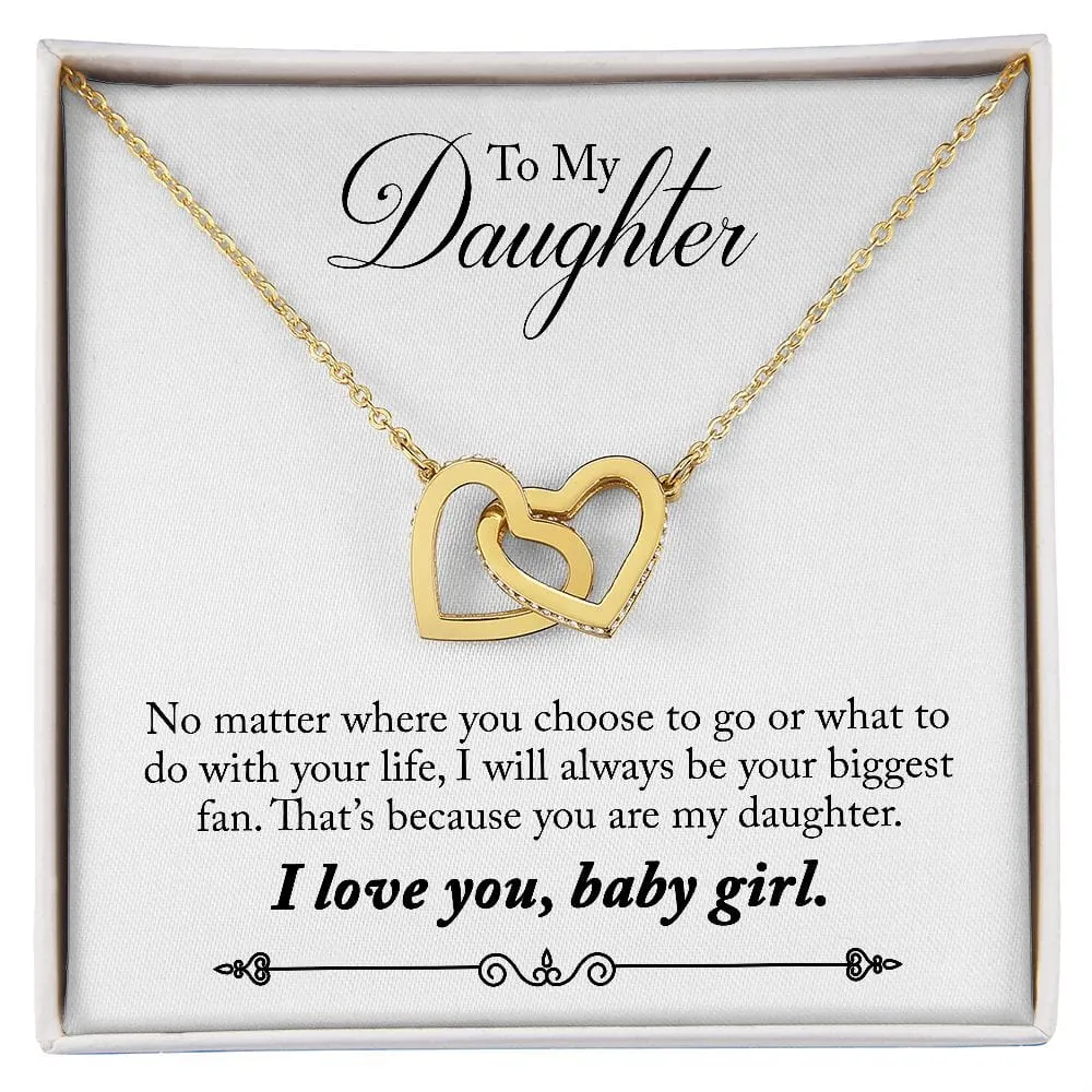 Gift For Daughter - Your Biggest Fan -  Interlocking Hearts Necklace Message Card - Gift For Birthday, Christmas From Dad, Mom