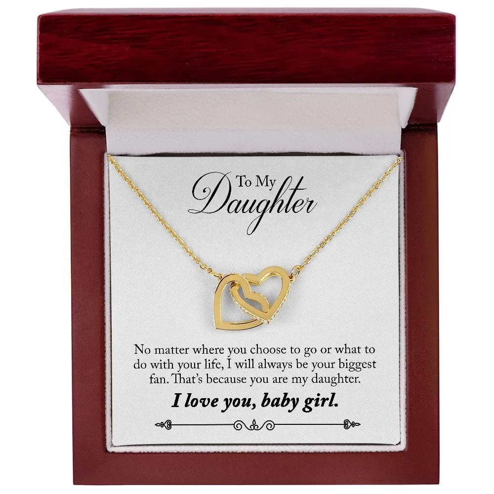 Gift For Daughter - Your Biggest Fan -  Interlocking Hearts Necklace Message Card - Gift For Birthday, Christmas From Dad, Mom