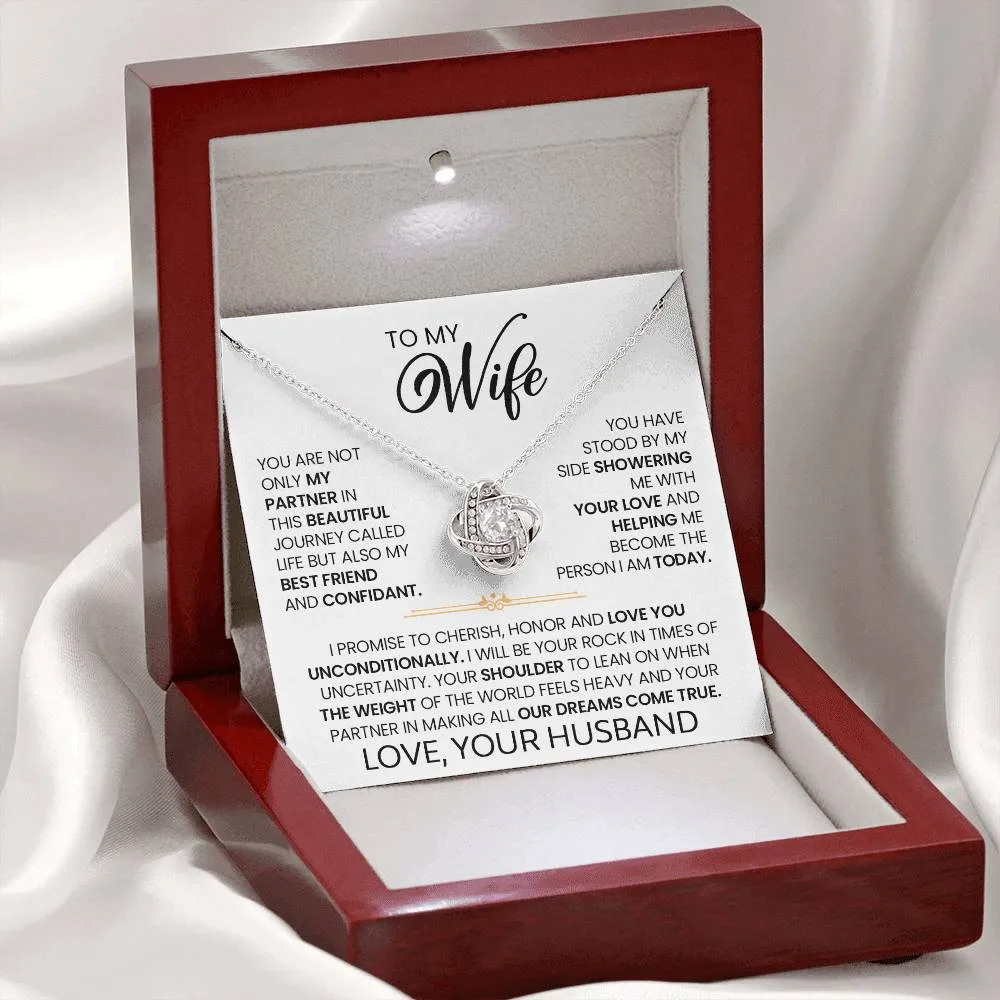 Gift For Wife "I Love You Unconditionally" Gold Knot Necklace