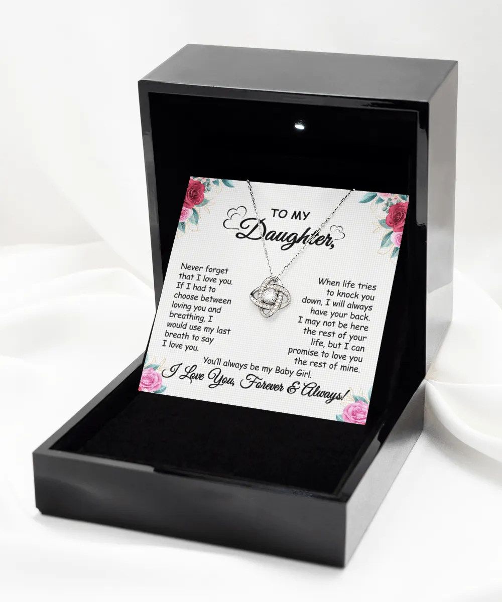 Gift To Daughter - When Life Tries -   Love Knot Silver Necklace  With Message Card Gift For Birthday, Christmas, Special Occasion From Mom, Dad