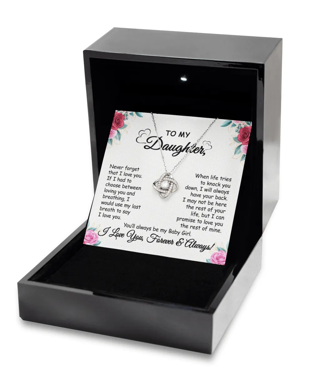 Gift To Daughter - When Life Tries -   Love Knot Silver Necklace  With Message Card Gift For Birthday, Christmas, Special Occasion From Mom, Dad