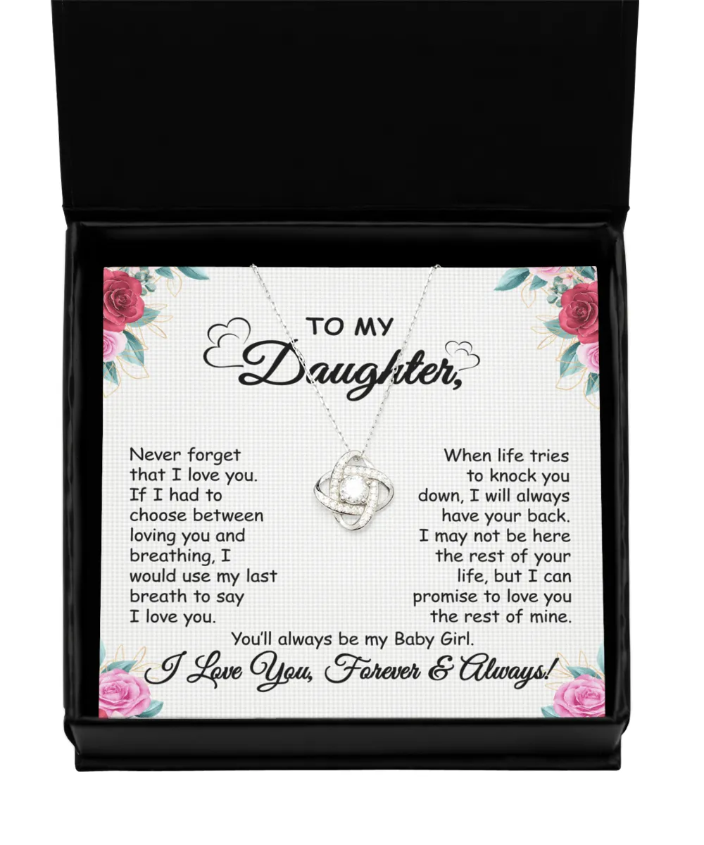 Gift To Daughter - When Life Tries -   Love Knot Silver Necklace  With Message Card Gift For Birthday, Christmas, Special Occasion From Mom, Dad