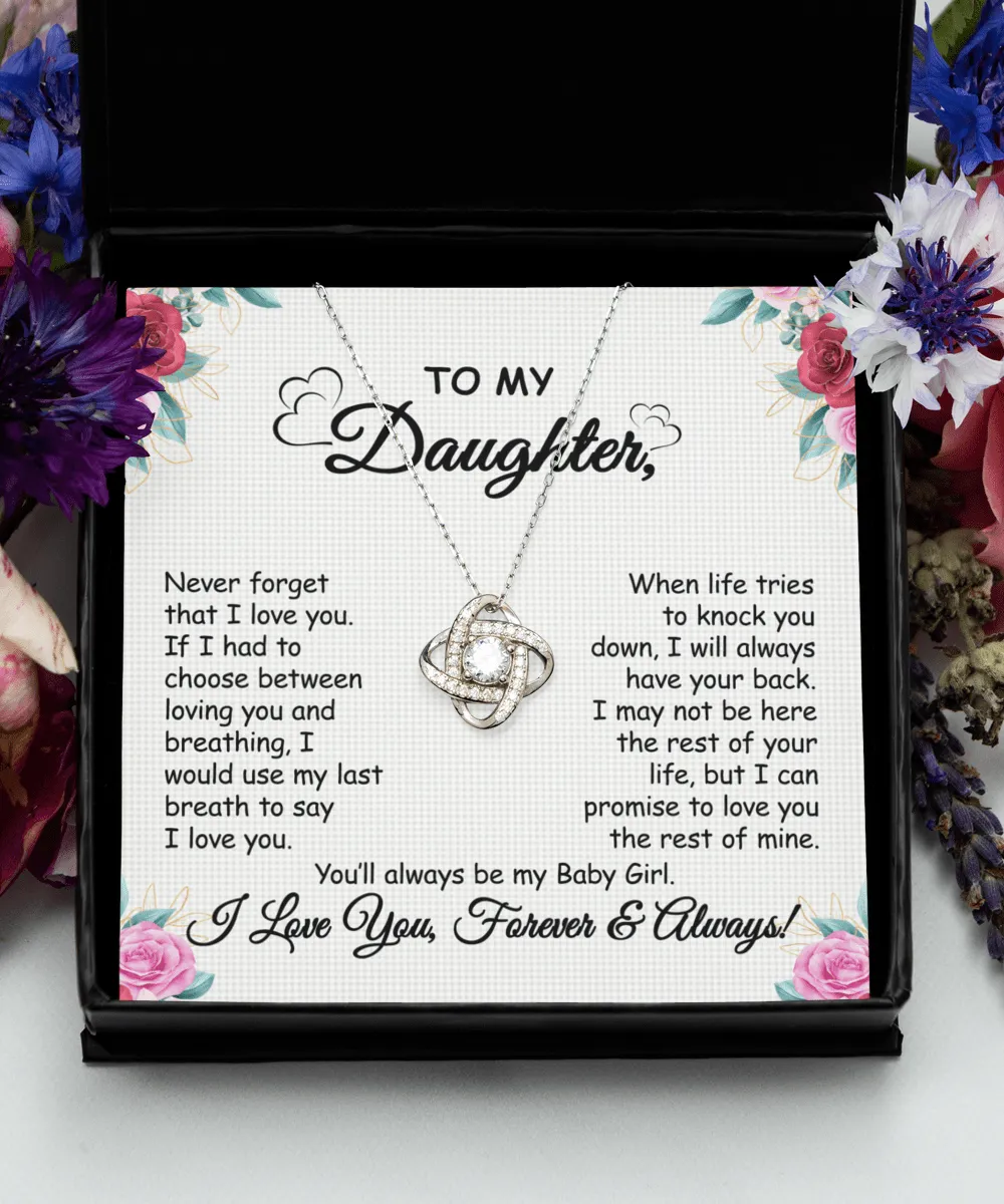 Gift To Daughter - When Life Tries -   Love Knot Silver Necklace  With Message Card Gift For Birthday, Christmas, Special Occasion From Mom, Dad