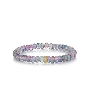 Gold & Diamond Wheel Rondelle on Mystic Rainbow Quartz