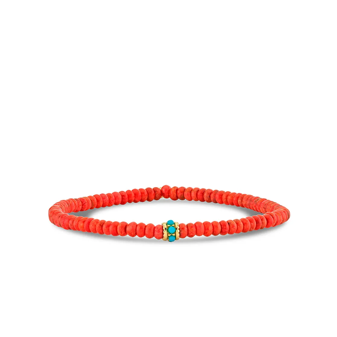 Gold & Turquoise Scallop Rondelle on Red Sea Bamboo