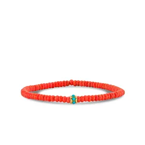 Gold & Turquoise Scallop Rondelle on Red Sea Bamboo