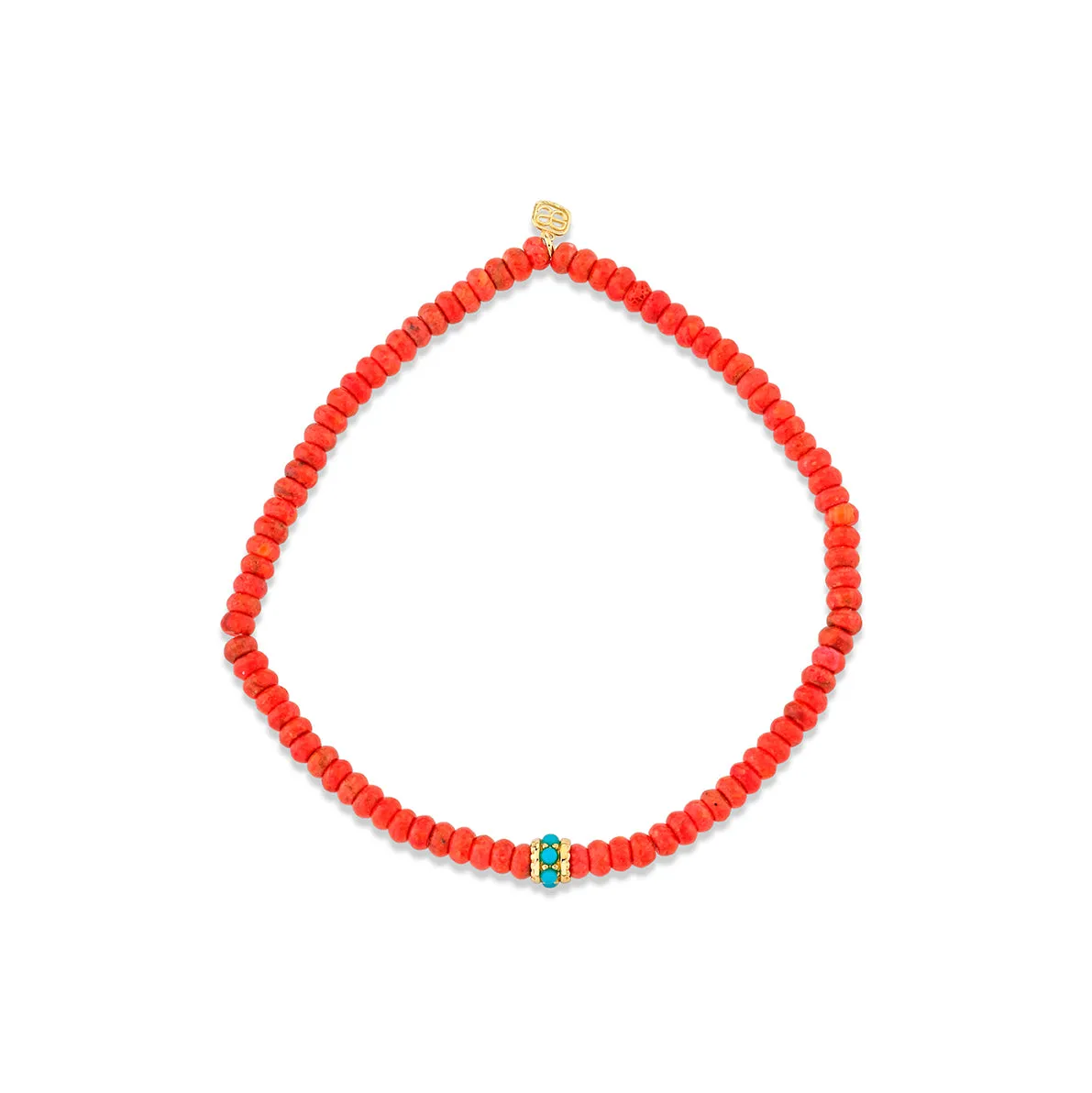 Gold & Turquoise Scallop Rondelle on Red Sea Bamboo