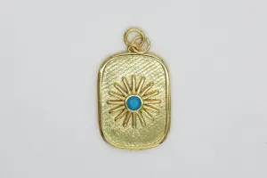 Gold Blue Turquoise Sun Charm