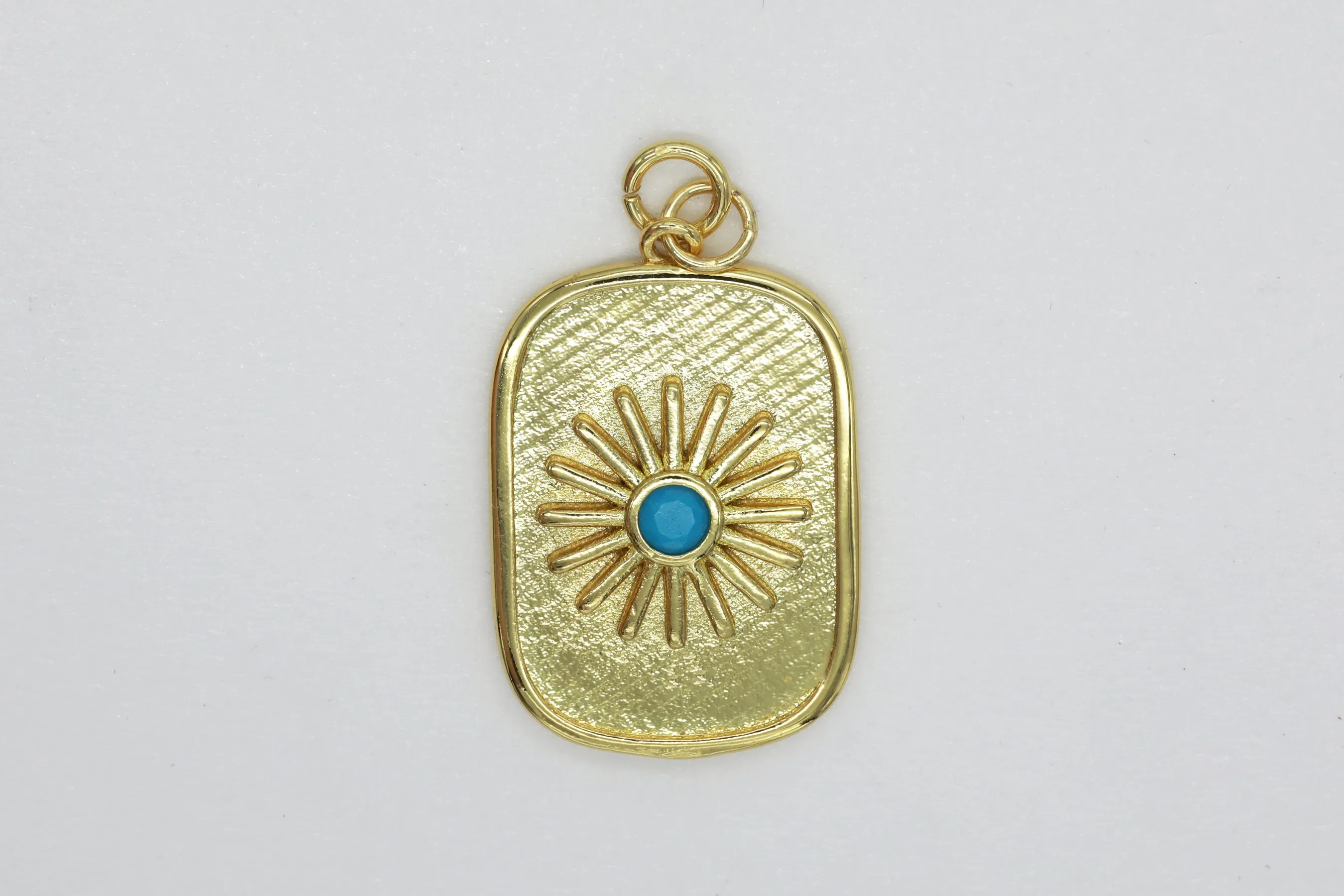 Gold Blue Turquoise Sun Charm