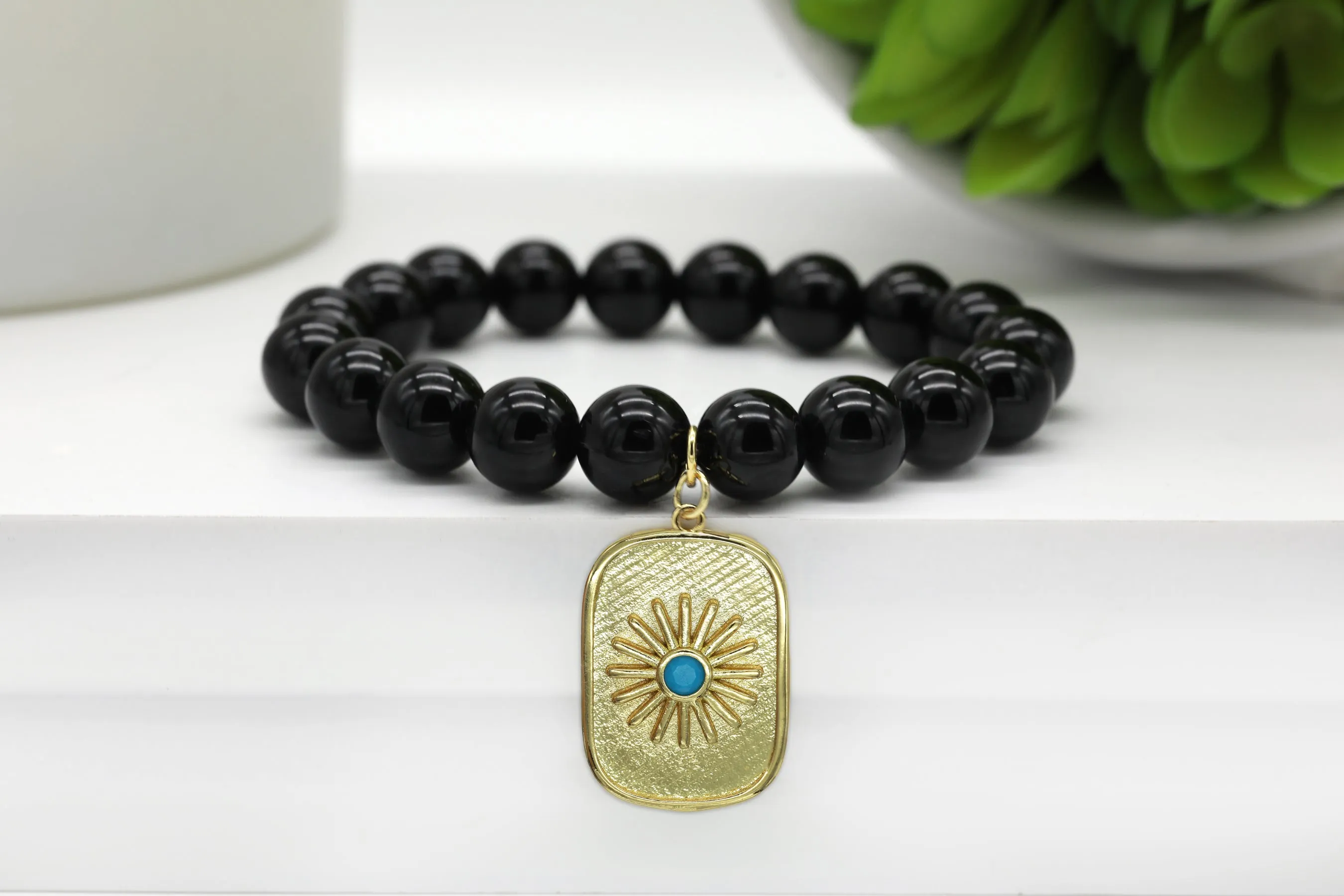 Gold Blue Turquoise Sun Charm