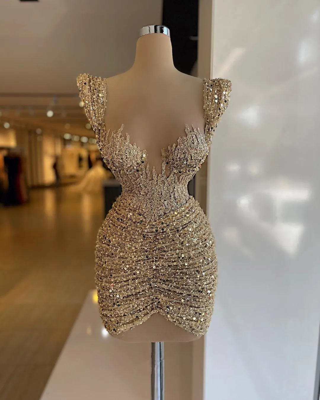 Gold Cocktail Dresses SequinedDress