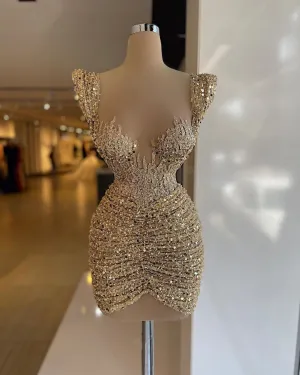 Gold Cocktail Dresses SequinedDress