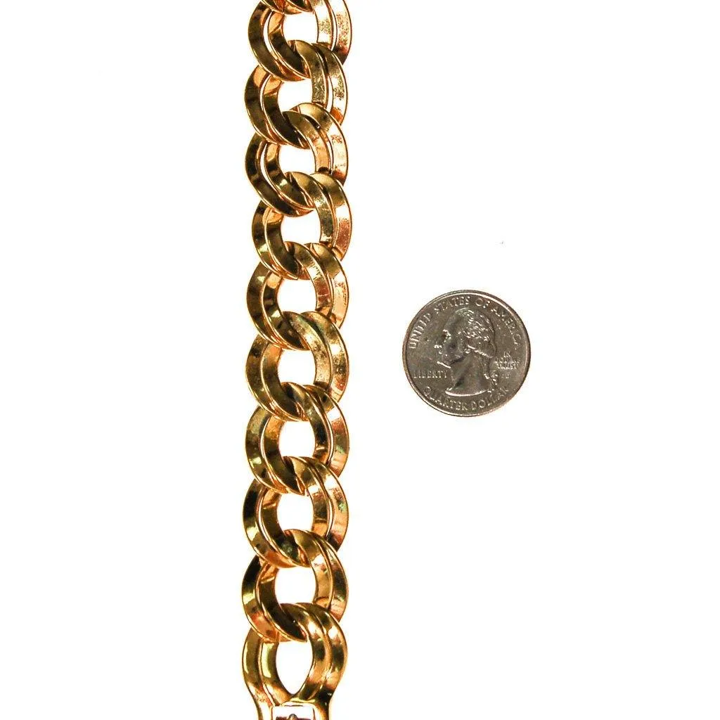 Gold Double Link Chain Bracelet by Monet