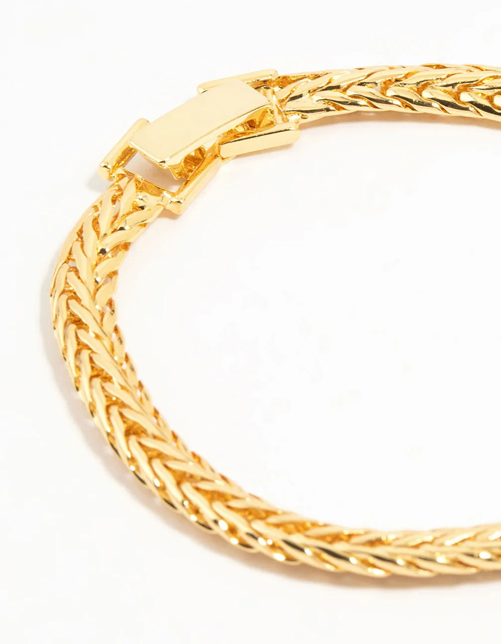Gold Flat Wide Curb Chain Bracelet