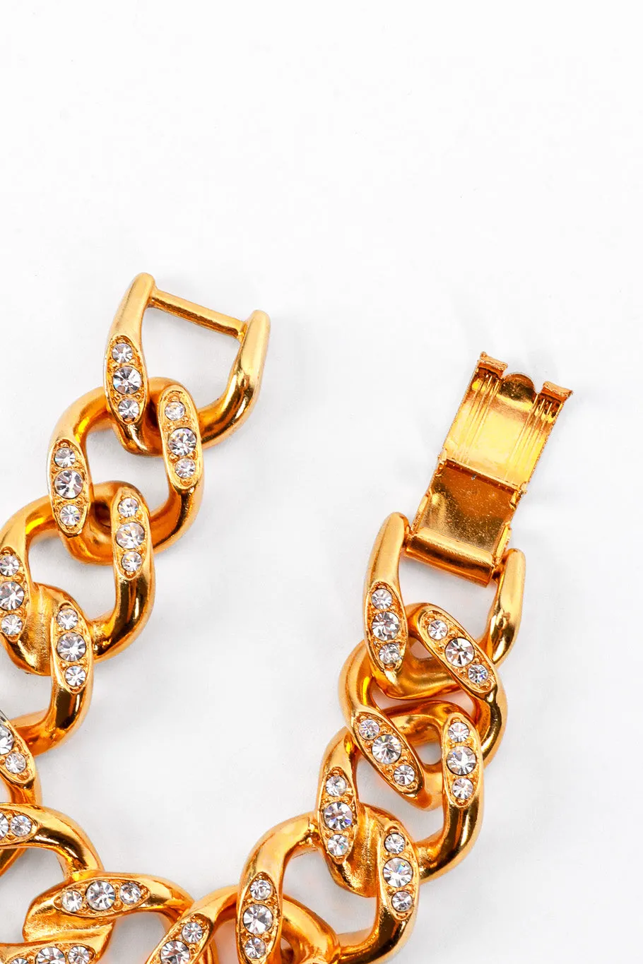 Gold Rhinestone Curb Chain Bracelet