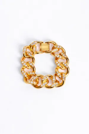 Gold Rhinestone Curb Chain Bracelet